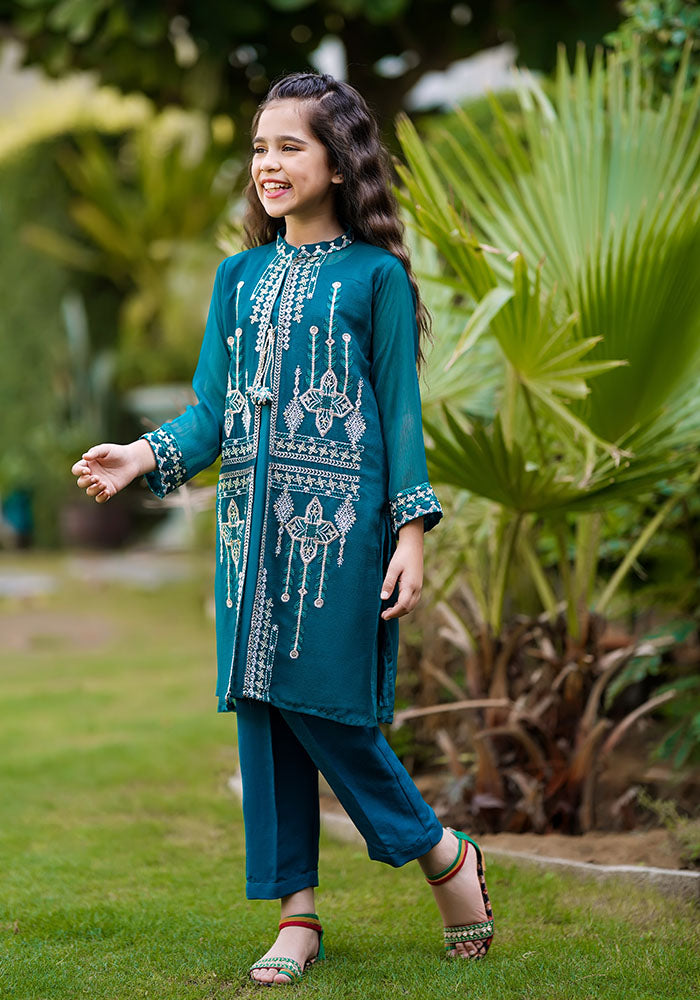 Chiffon Embroidered 2 Pc Suit - Wear Ochre