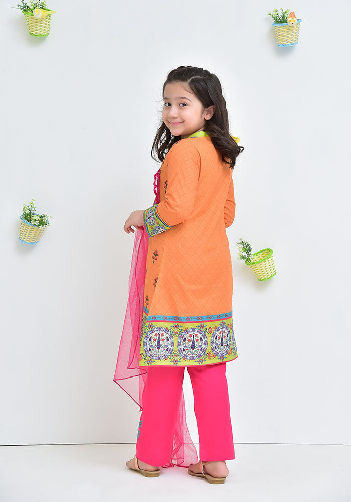 Lawn Digital Printed 3 Pc Suit - Wear Ochre