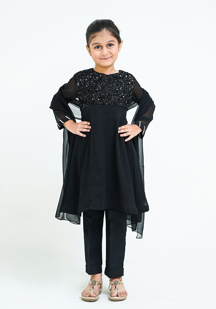 Chiffon Embroidered 3 Pc Suit - Wear Ochre