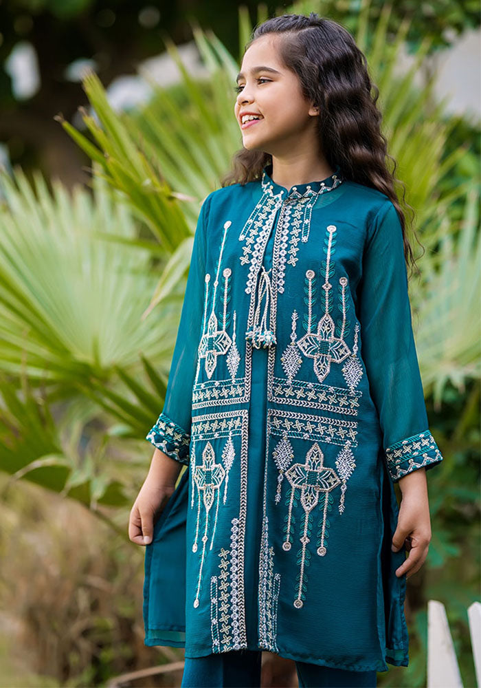 Chiffon Embroidered 2 Pc Suit - Wear Ochre