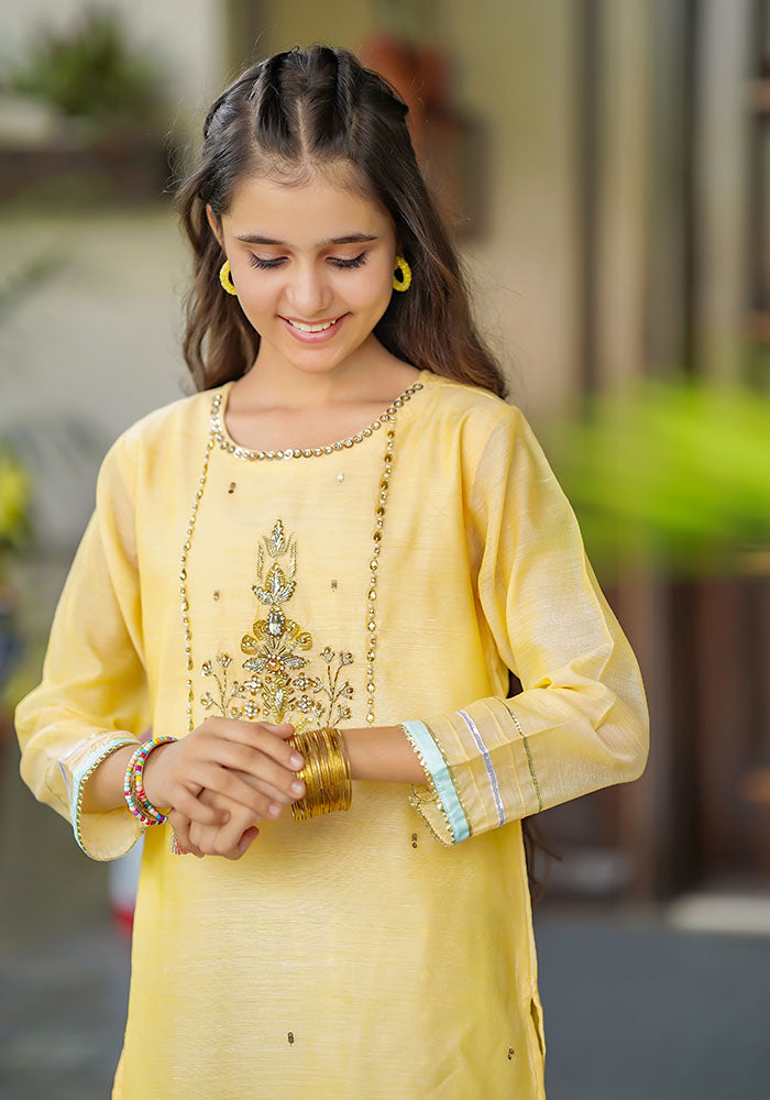 Paper Cotton Hand Work 3 Pc Suit - Wear Ochre