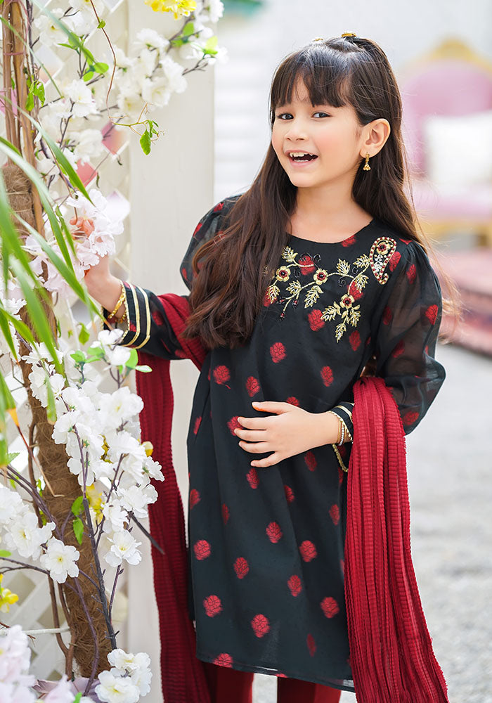 Cotton Jacquard Hand Work 3 Pc Suit - Wear Ochre