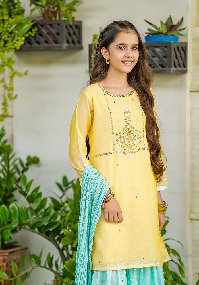 Paper Cotton Hand Work 3 Pc Suit - Wear Ochre