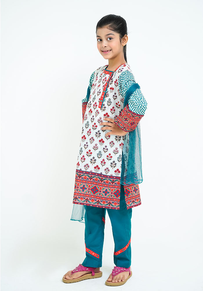 Lawn Digital Printed 3 Pc Suit - Wear Ochre