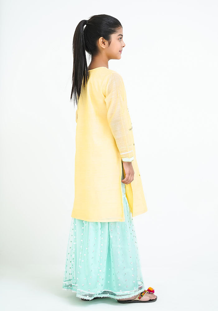 Paper Cotton Hand Work 3 Pc Suit - Wear Ochre