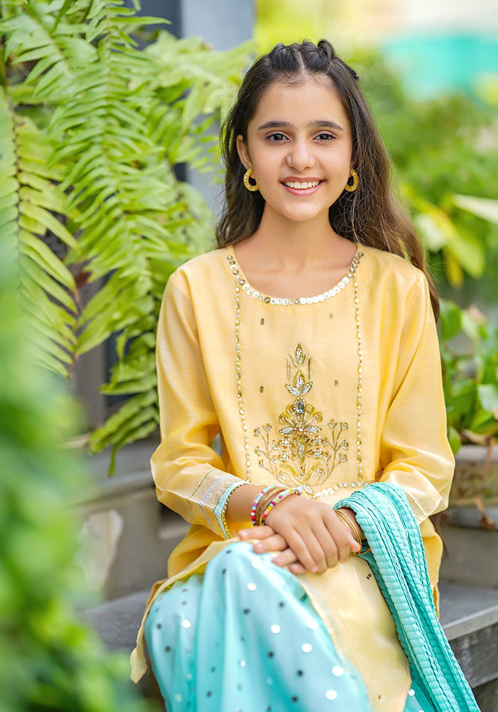 Paper Cotton Hand Work 3 Pc Suit - Wear Ochre