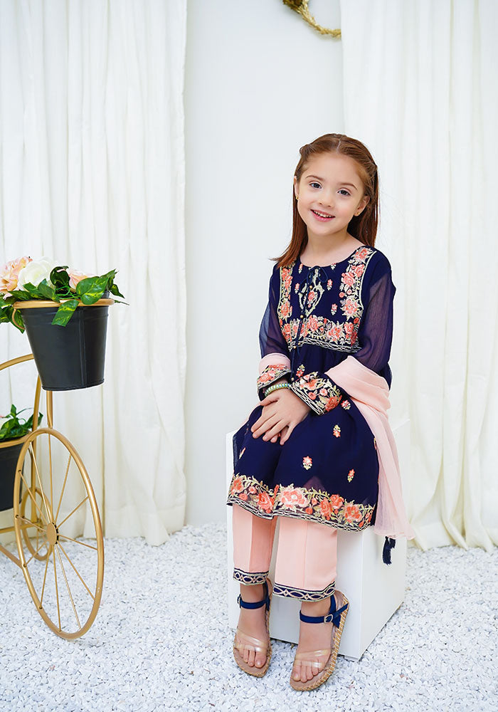 Chiffon Embroidered 3 Pc Suit - Wear Ochre