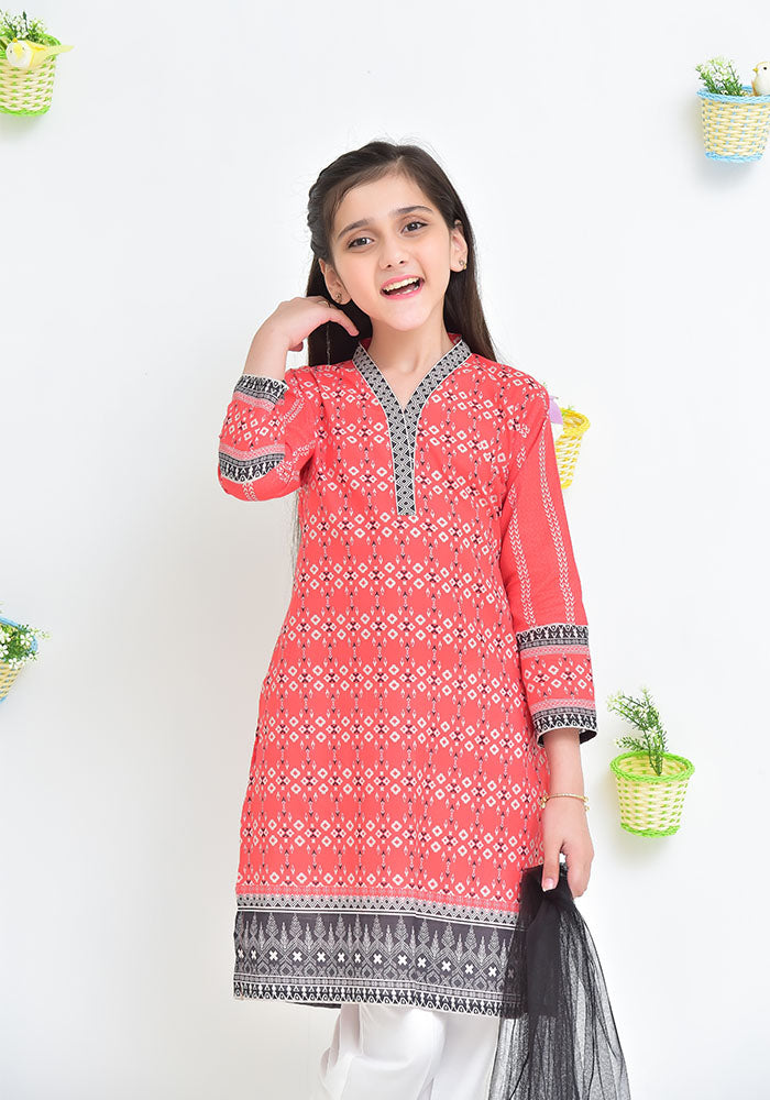 Lawn Digital Printed 3 Pc Suit - Wear Ochre