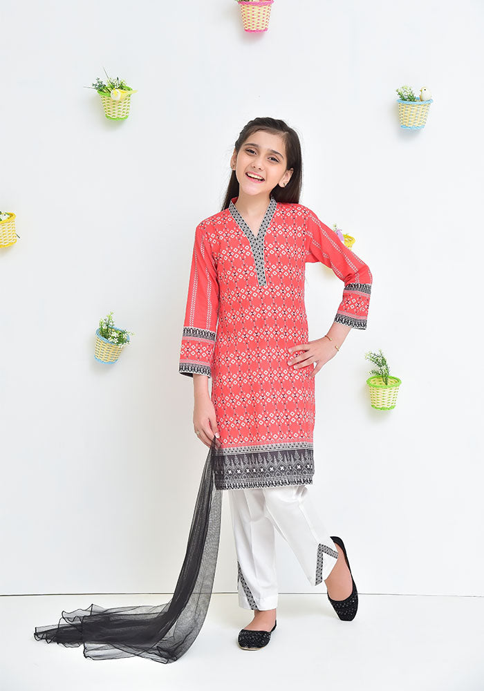 Lawn Digital Printed 3 Pc Suit - Wear Ochre