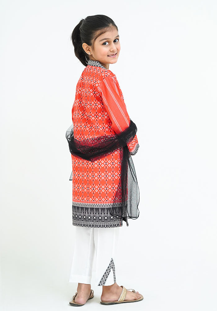 Lawn Digital Printed 3 Pc Suit - Wear Ochre