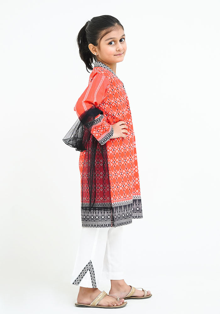 Lawn Digital Printed 3 Pc Suit - Wear Ochre