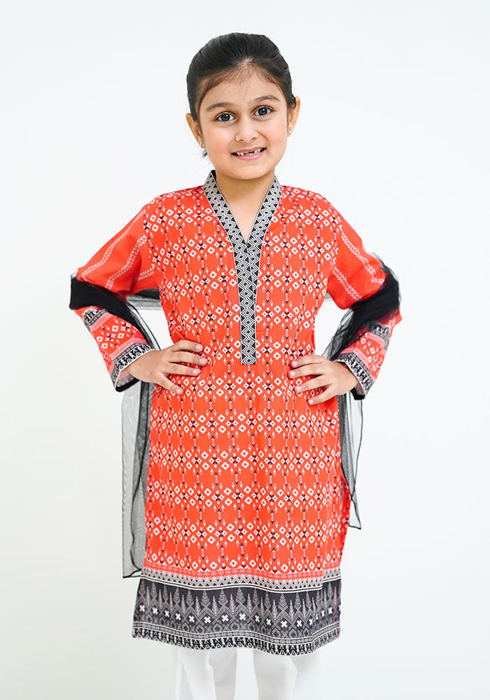 Lawn Digital Printed 3 Pc Suit - Wear Ochre