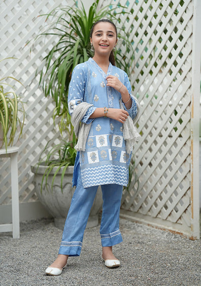 Cotton Silk Block Printed 3 Pc Suit
