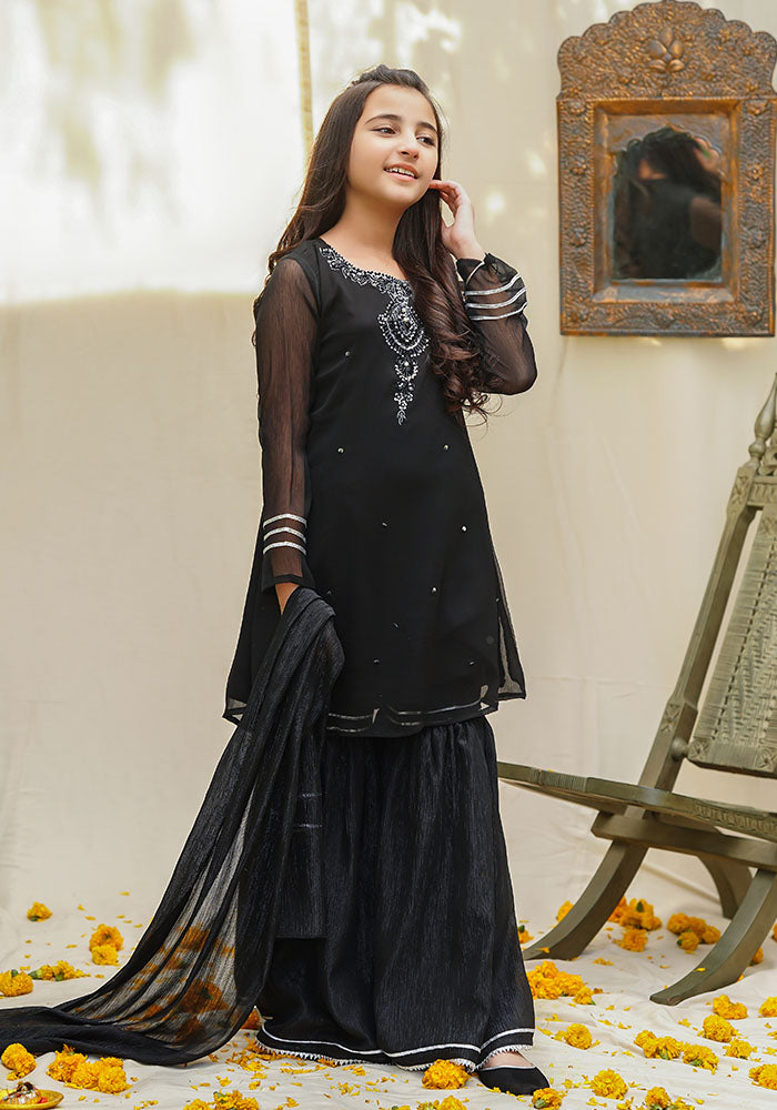 Chiffon Hand Work 3 Pc Suit - Wear Ochre