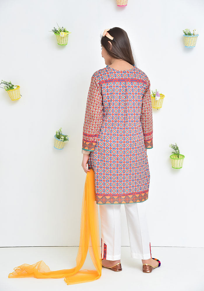 Lawn Digital Printed 3 Pc Suit - Wear Ochre
