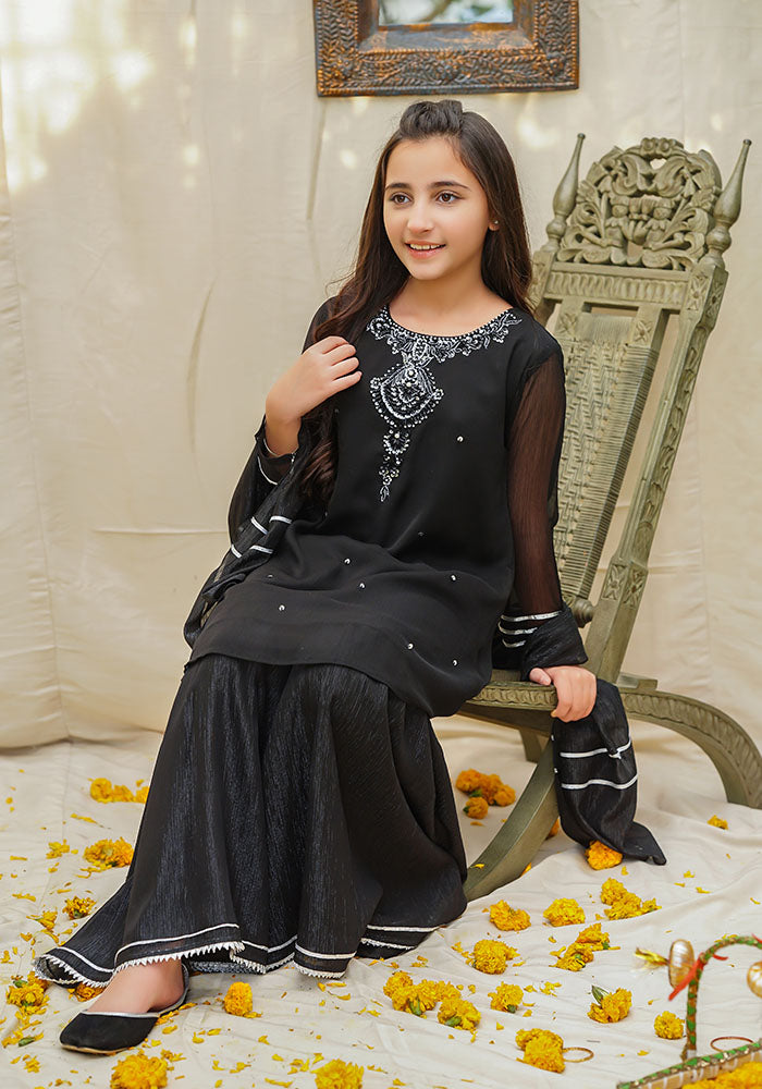 Chiffon Hand Work 3 Pc Suit - Wear Ochre