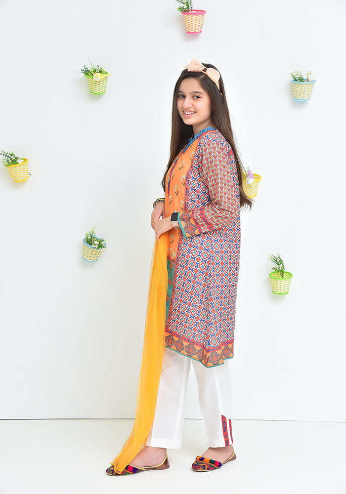 Lawn Digital Printed 3 Pc Suit - Wear Ochre