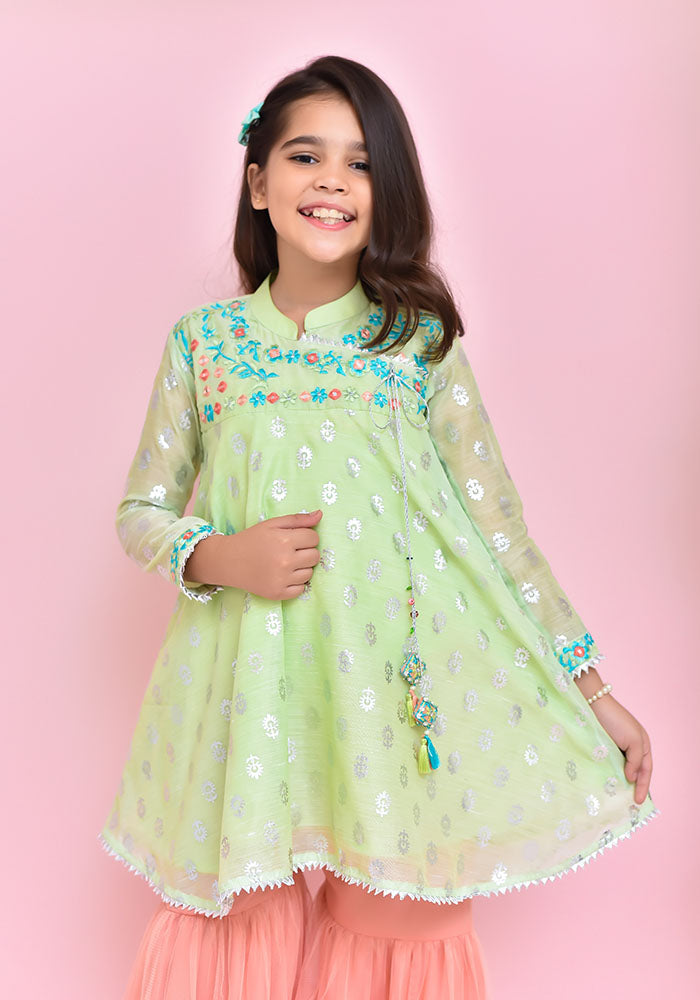 Paper Cotton Embroidered 3 Pc Suit - Wear Ochre