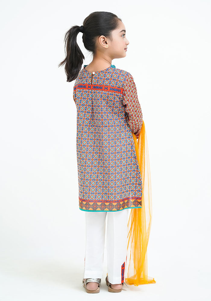 Lawn Digital Printed 3 Pc Suit - Wear Ochre