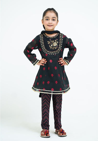 Cotton Jacquard Hand Work 3 Pc Suit