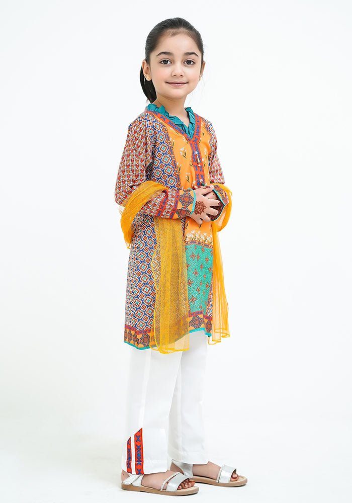 Lawn Digital Printed 3 Pc Suit - Wear Ochre