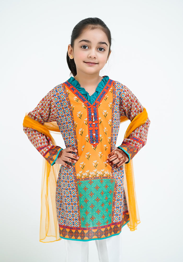 Lawn Digital Printed 3 Pc Suit - Wear Ochre