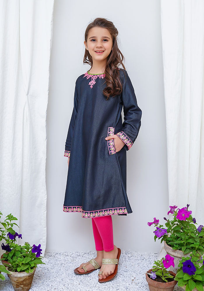 Tencil Cotton Embroidered Kurta - Wear Ochre