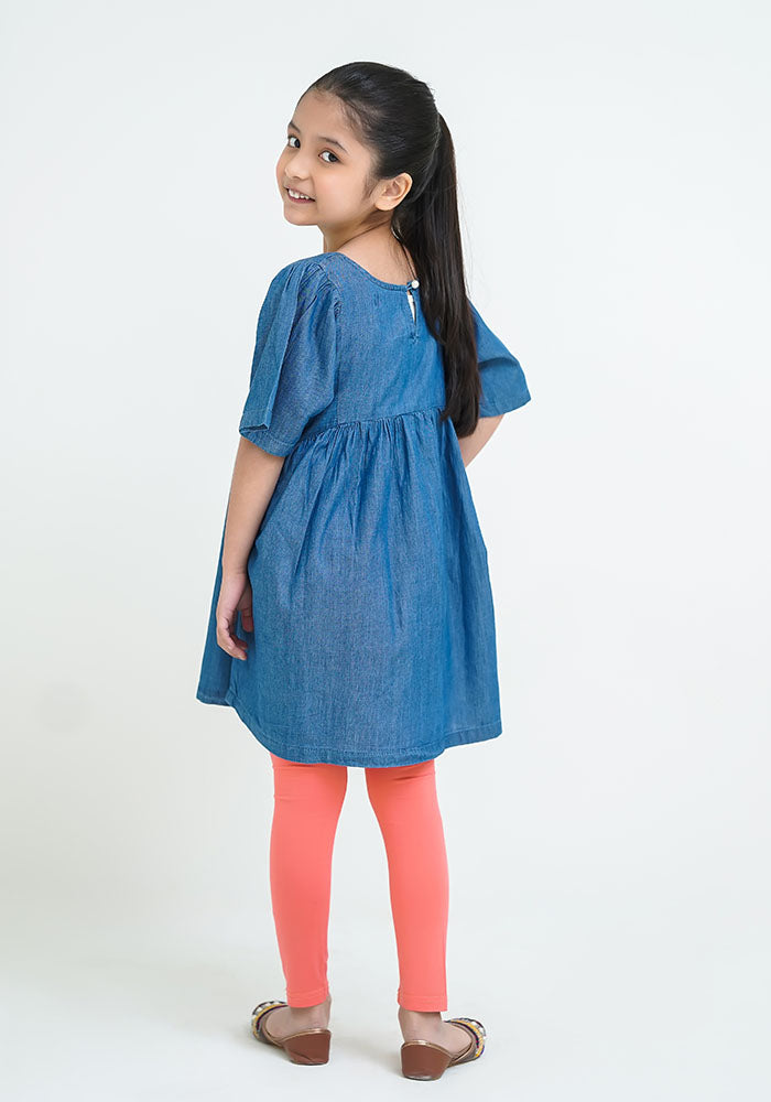 Denim Embroidered Top - Wear Ochre