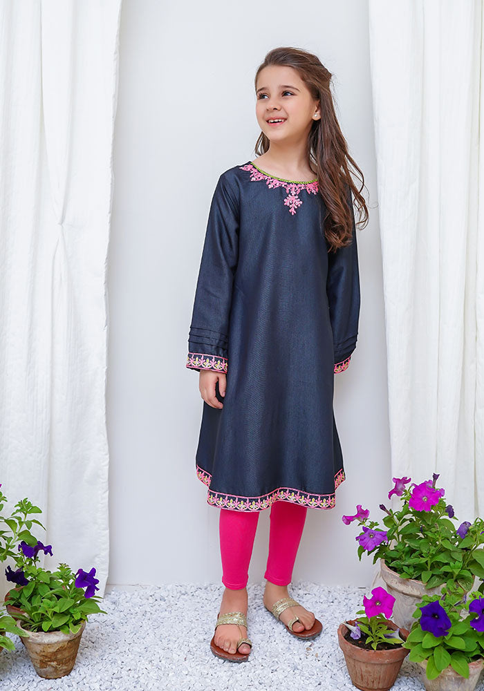 Tencil Cotton Embroidered Kurta - Wear Ochre