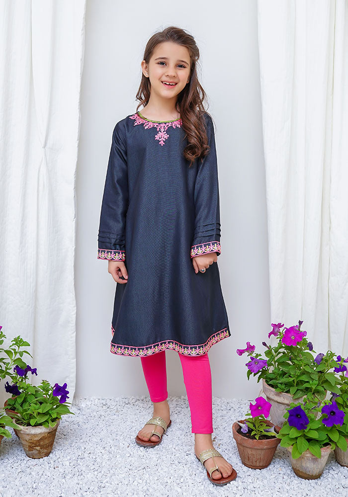 Tencil Cotton Embroidered Kurta - Wear Ochre