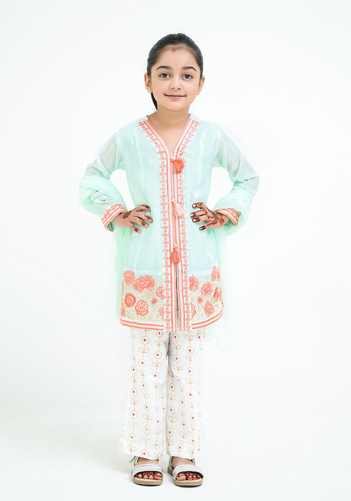 Paper Cotton Embroidered 3 Pc Suit - Wear Ochre