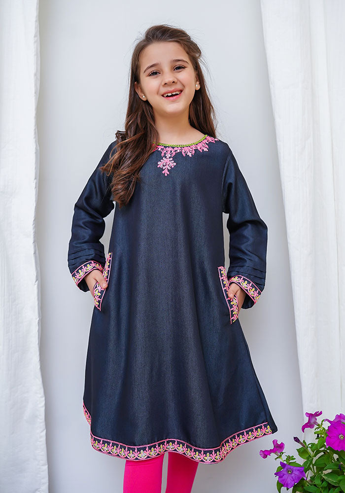 Tencil Cotton Embroidered Kurta - Wear Ochre