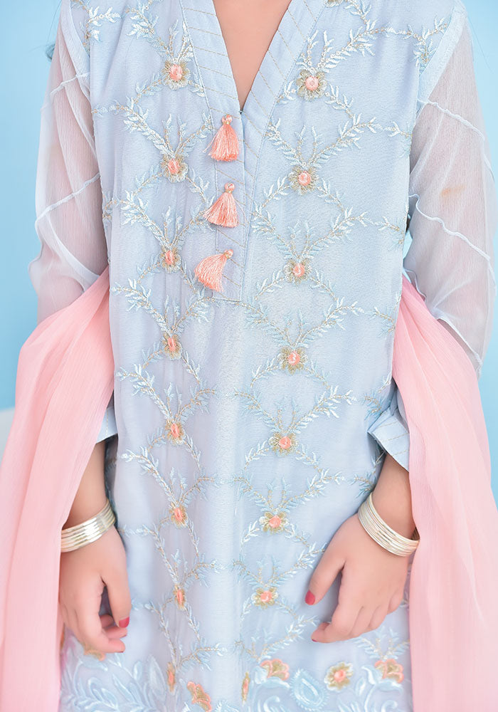 Chiffon Embroidered 3 Pc Suit - Wear Ochre