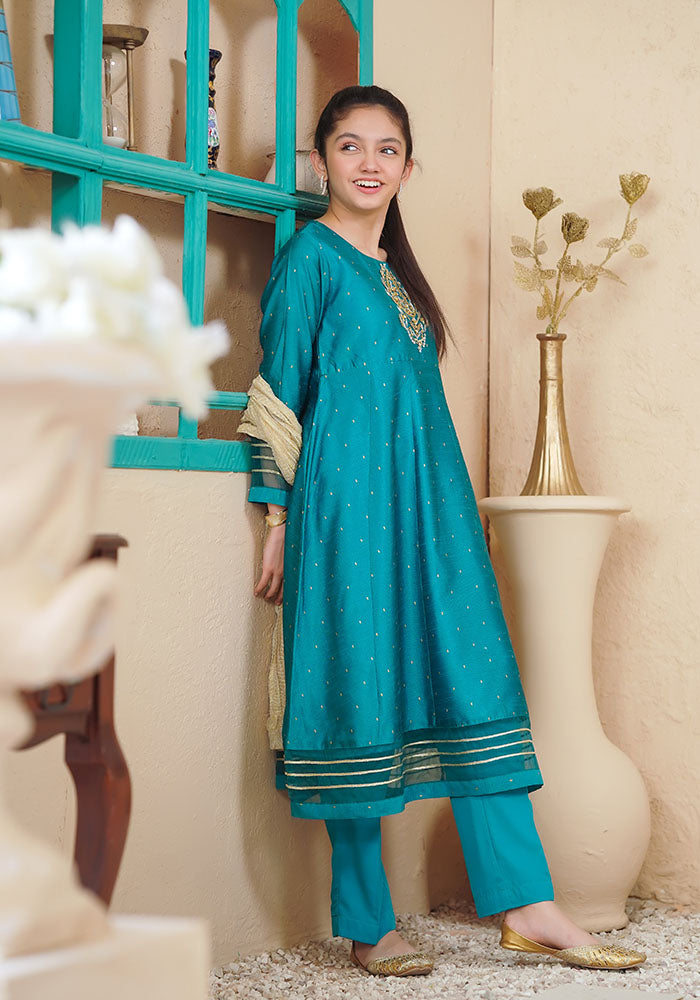 Paper Cotton Hand Work 3 Pc Suit - Wear Ochre