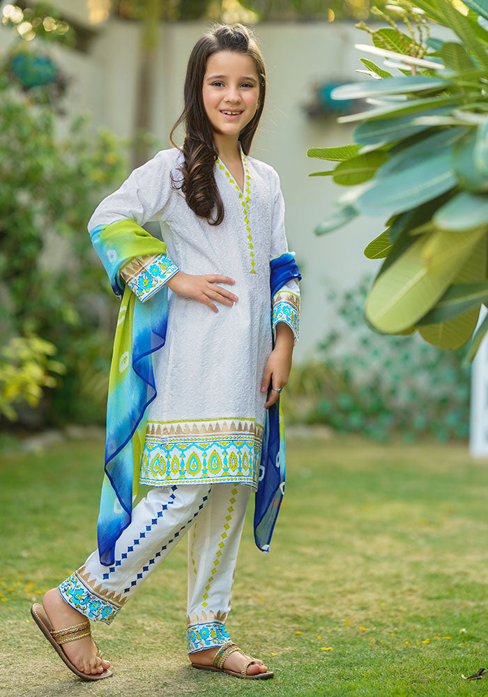 Chikan Kari Printed 3 Pc Suit - Wear Ochre
