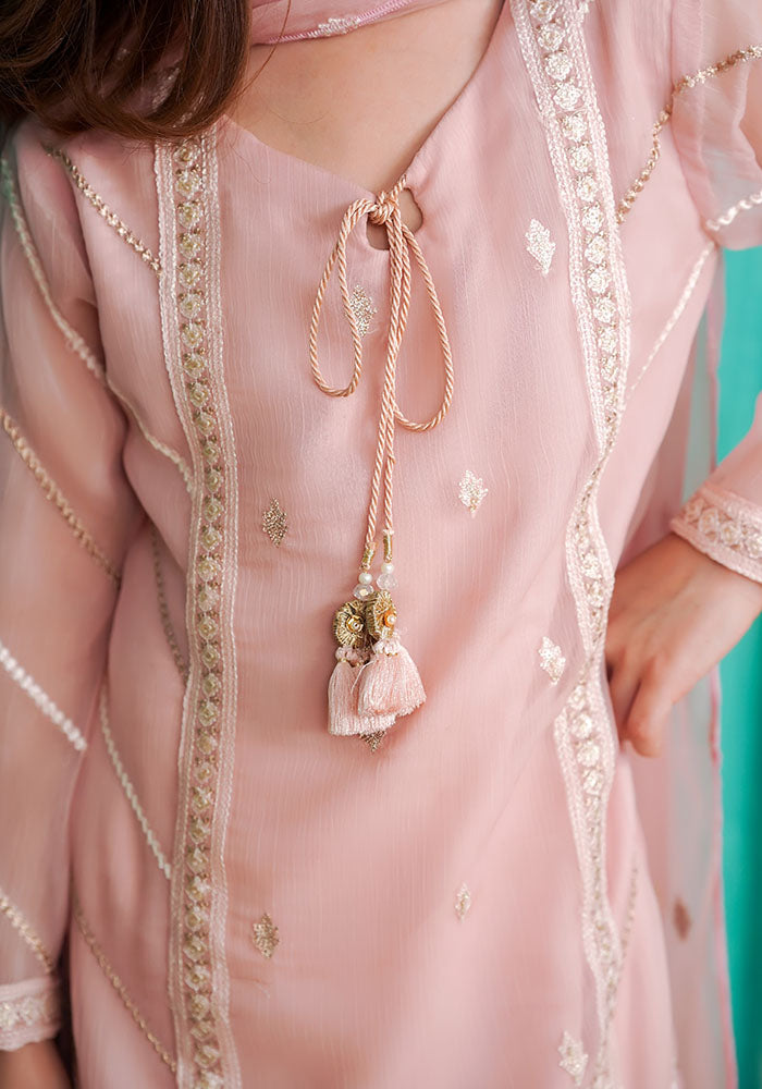 Chiffon Embroidered 3 Pc Suit - Wear Ochre