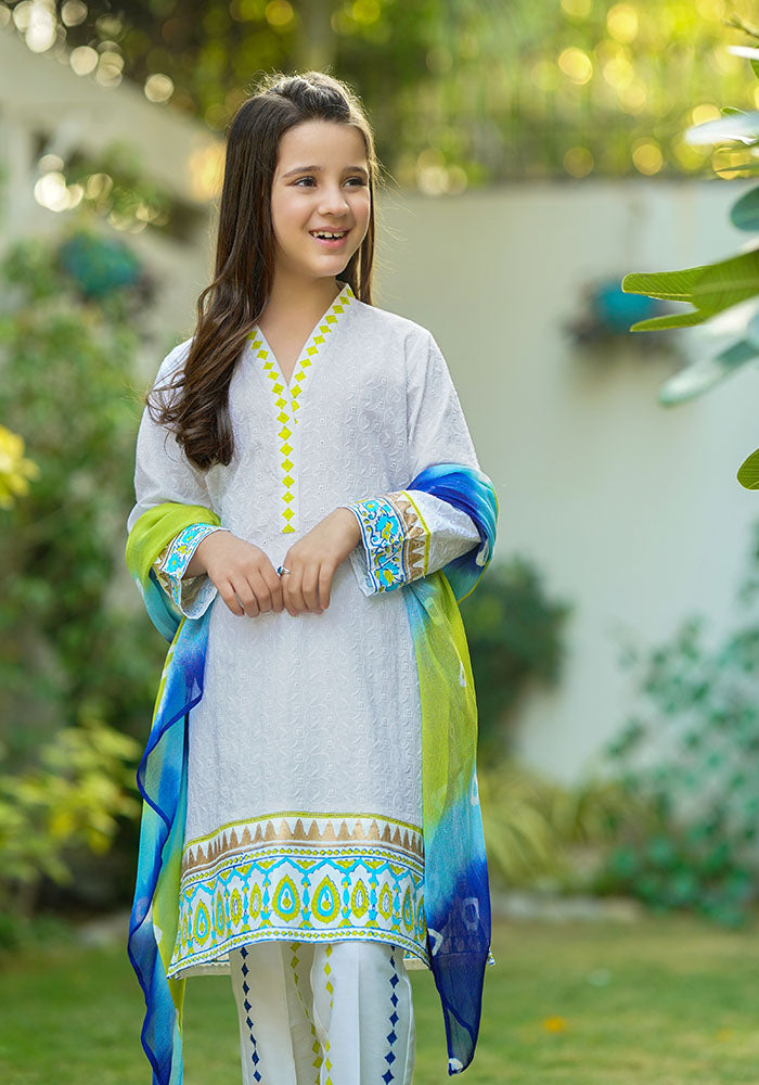 Chikan Kari Printed 3 Pc Suit - Wear Ochre