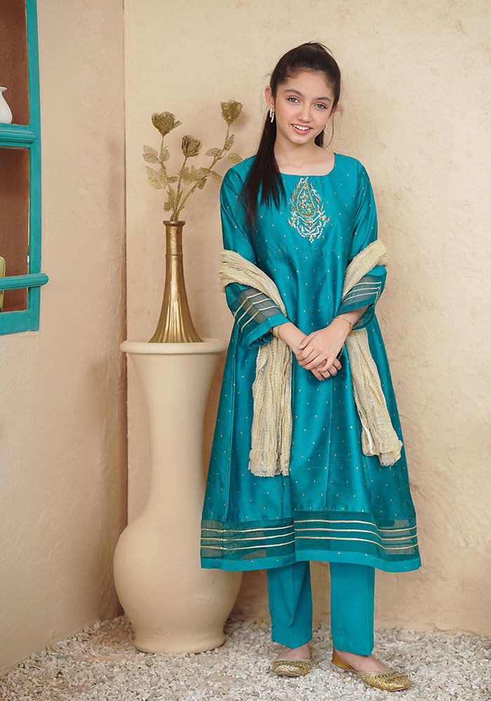 Paper Cotton Hand Work 3 Pc Suit - Wear Ochre