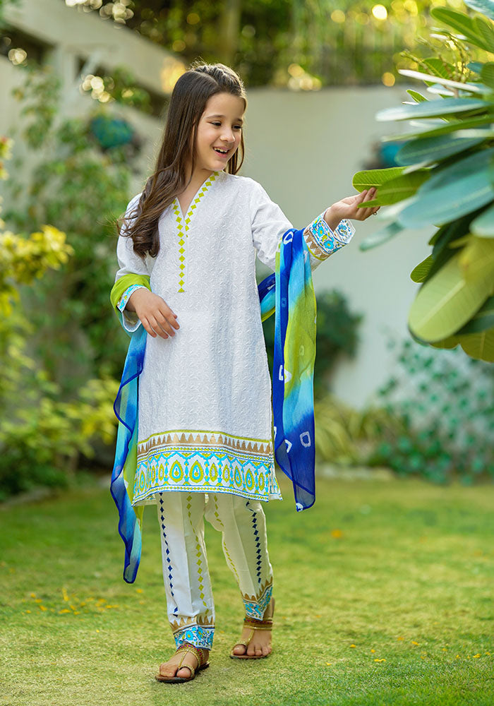 Chikan Kari Printed 3 Pc Suit - Wear Ochre