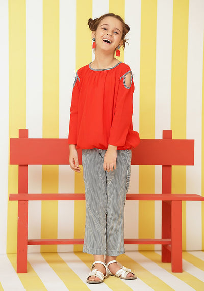 Crepe Top + Printed Pants