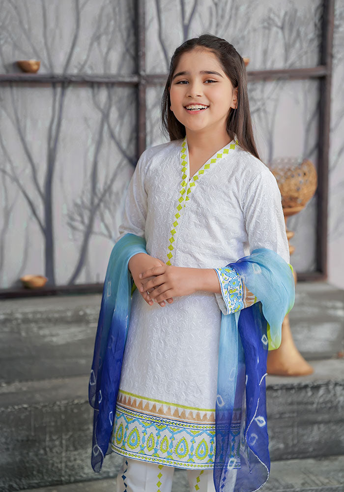 Chikan Kari Printed 3 Pc Suit - Wear Ochre