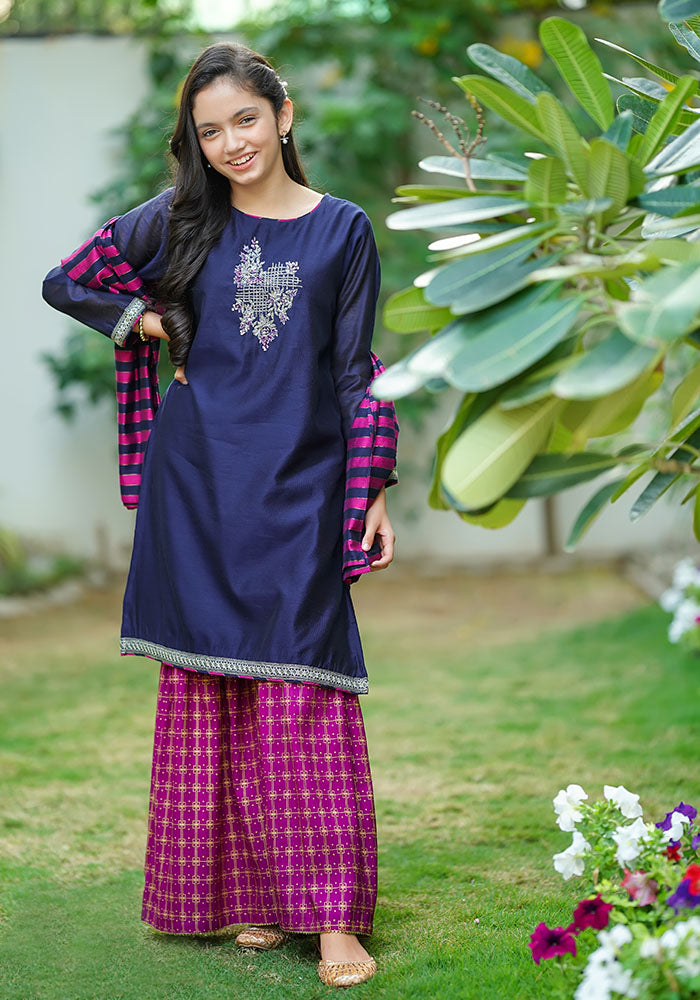 Cotton Net Hand Work 3 Pc Suit - Wear Ochre