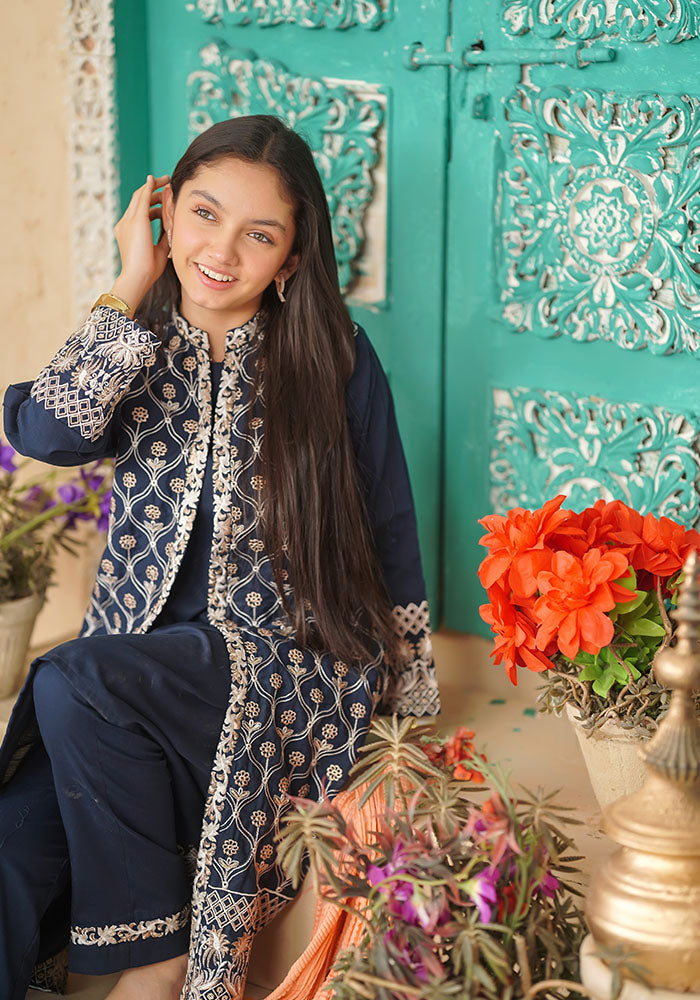Cotton Embroidered 3 Pc Suit - Wear Ochre