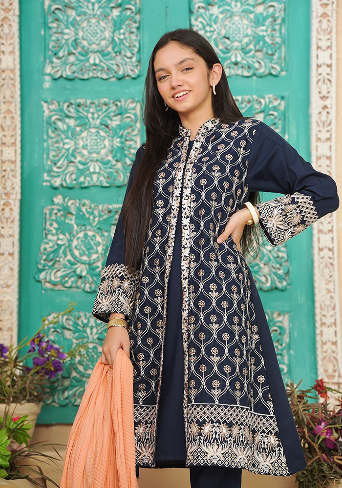 Cotton Embroidered 3 Pc Suit - Wear Ochre