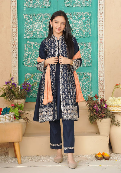 Cotton Embroidered 3 Pc Suit