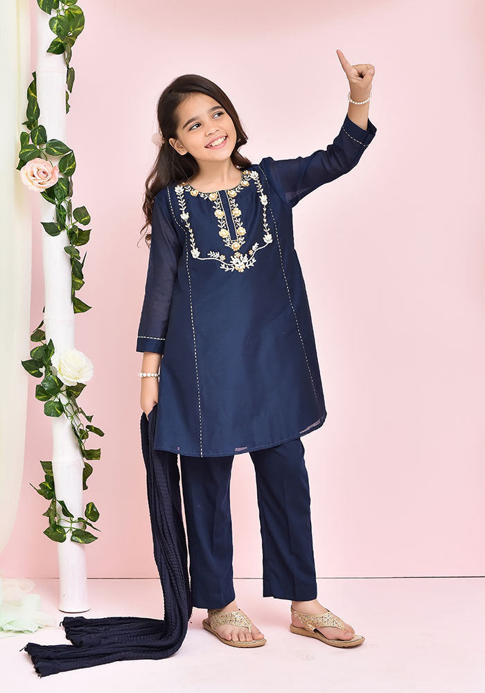 Paper Cotton Hand Work 3 Pc Suit - Wear Ochre