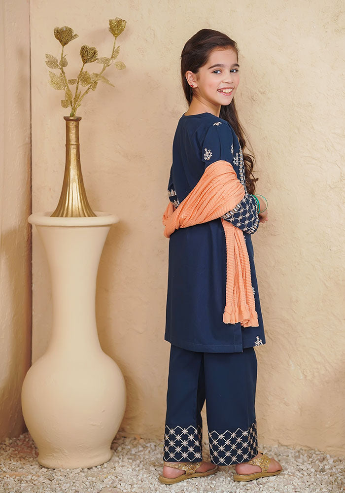 Cotton Embroidered 3 Pc Suit - Wear Ochre
