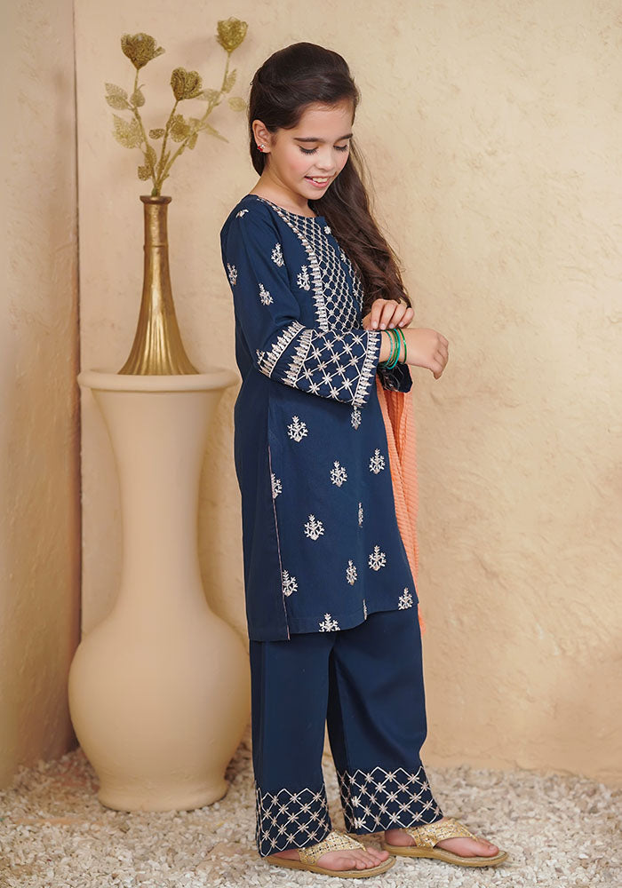 Cotton Embroidered 3 Pc Suit - Wear Ochre