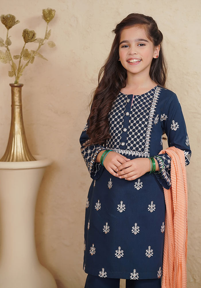 Cotton Embroidered 3 Pc Suit - Wear Ochre