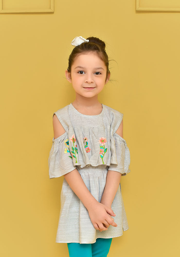 Chambray Embroidered Top - Wear Ochre